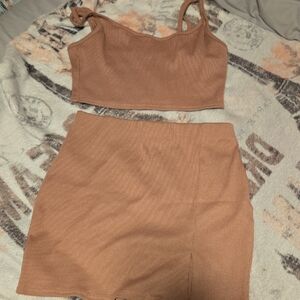 Fashion Nova Brown Skirt Set